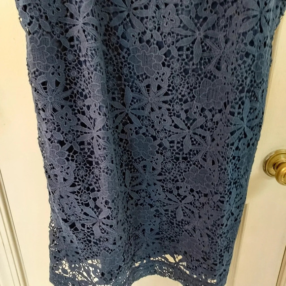 NWT J. Crew Navy Blue Crochet Lace Slip Dress in Size 16 - Picture 3 of 14